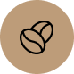 Coffee bean icon on a brown background