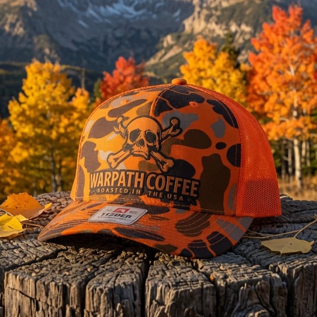 WARPATH COFFEE Orange duck camo hat