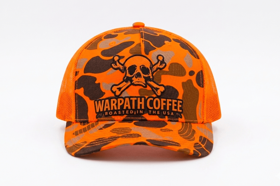 WARPATH COFFEE Orange duck camo hat