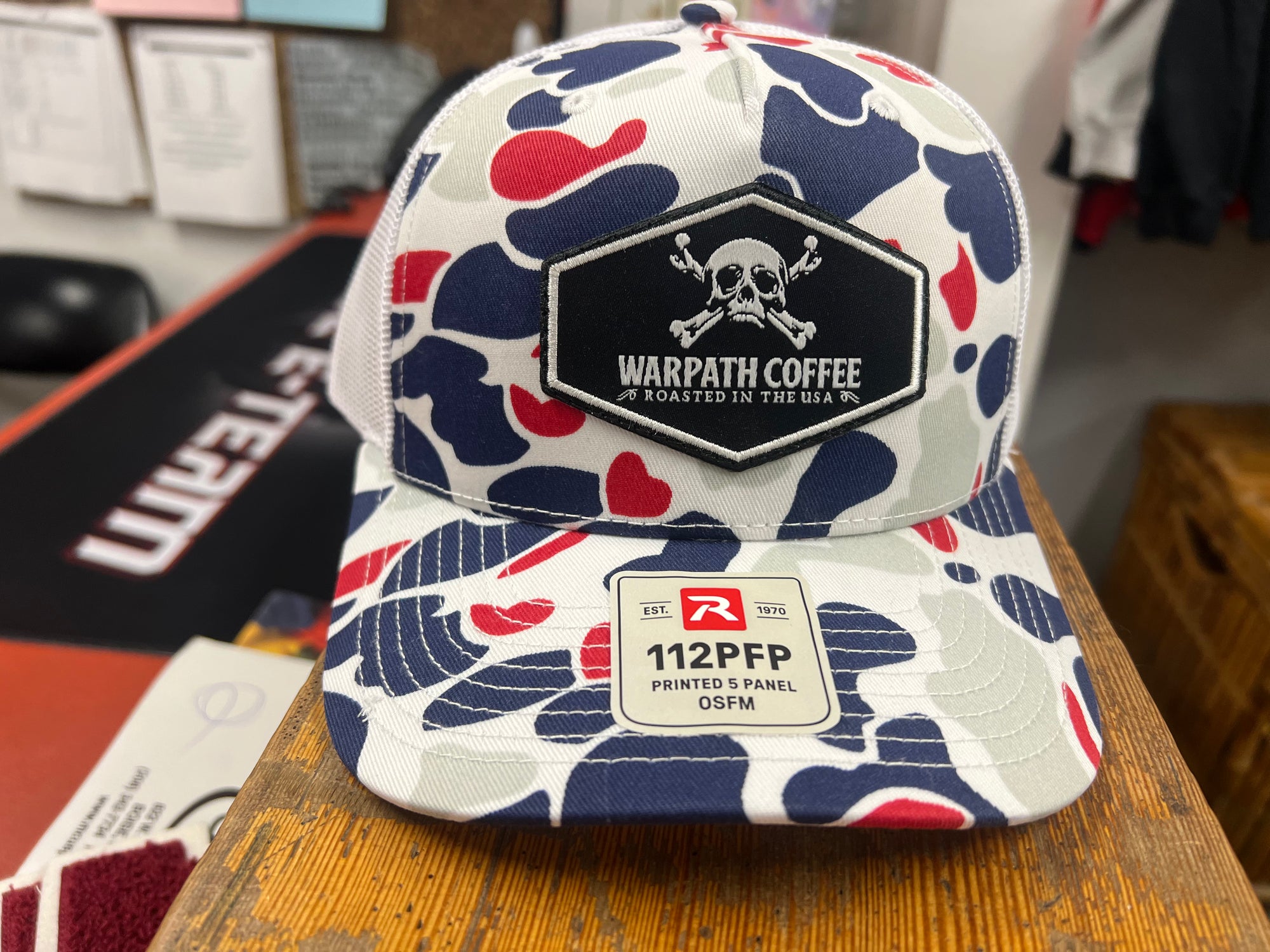 WARPATH COFFEE Red, White, Blue Duck Camo Hat - USA